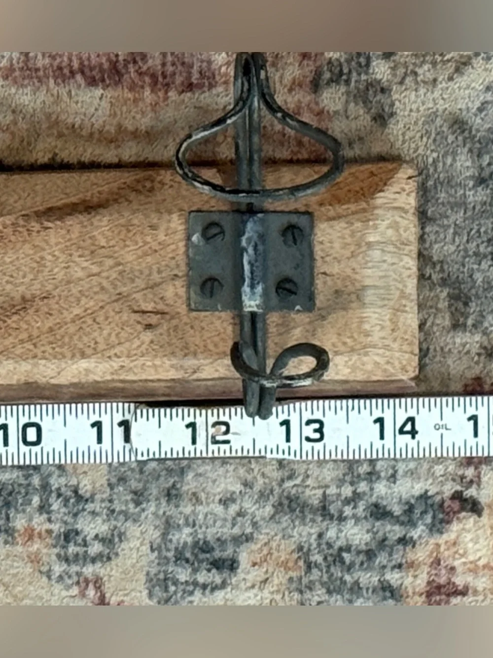 Rustic Wood Wall Hook Rack in Brown and Black - 14”x2 1/2”x4 1/2”